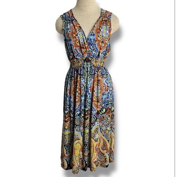 NWT Mushka by Sienna Rose Sleeveless Dress Womens XL Boho Summer Multicolor Midi - Picture 1 of 16